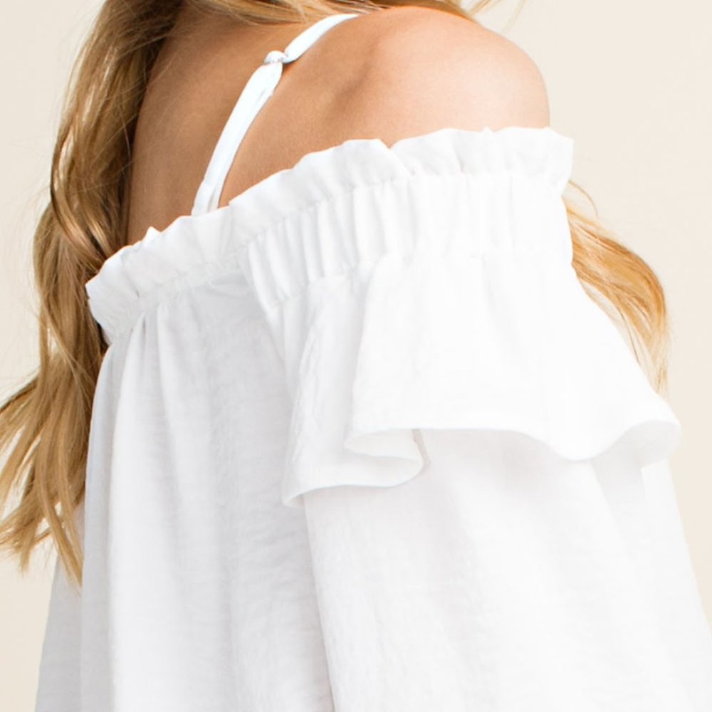 Romantic Ruffled Detail Off Shoulder Blouse. - Picture 5 of 5